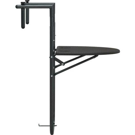 Hommoo Hanging Balcony Table Brown 60x64x83.5 Cm Plastic Rattan Look VD30272 - Image 3