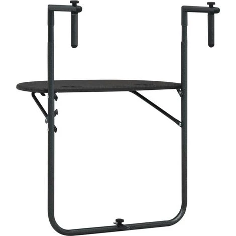 Hommoo Hanging Balcony Table Brown 60x64x83.5 Cm Plastic Rattan Look VD30272 - Image 4