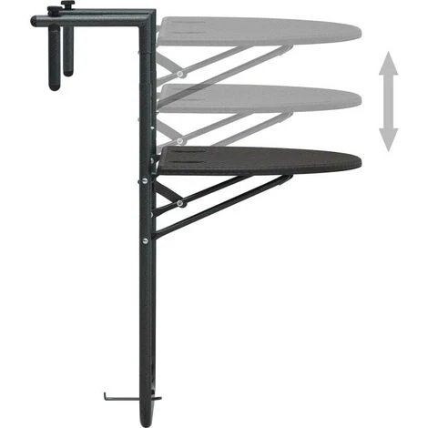 Hommoo Hanging Balcony Table Brown 60x64x83.5 Cm Plastic Rattan Look VD30272 - Image 5