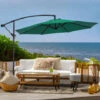 Livingandhome 3M Large Garden Hanging Parasol Cantilever Sun Shade Patio Banana Umbrella No Base, Dark Green