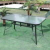 Livingandhome Garden Ripple Glass Rectangle Table With Umbrella Hole, Brown 150x90CM