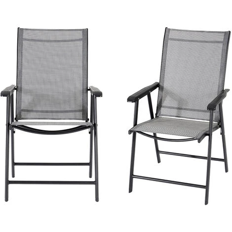 Livingandhome Set Of 2 Black Garden Folding Chair