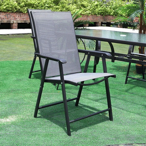 Livingandhome Set Of 2 Black Garden Folding Chair - Image 2