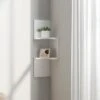 Livingandhome 2 Tier Floating Wall Corner Shelves Display Storage Rack, White