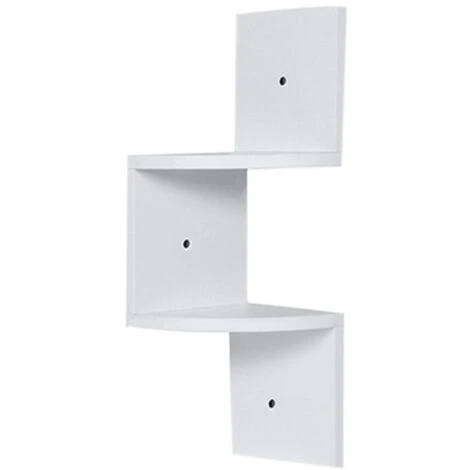 Livingandhome 2 Tier Floating Wall Corner Shelves Display Storage Rack, White - Image 2