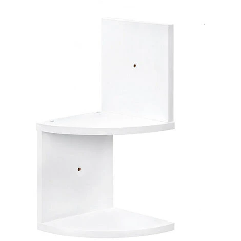 Livingandhome 2 Tier Floating Wall Corner Shelves Display Storage Rack, White - Image 3