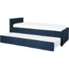 Modern Fabric EU Small Single Trundle Bed Frame 2ft6 Navy Blue Slatted Marmande