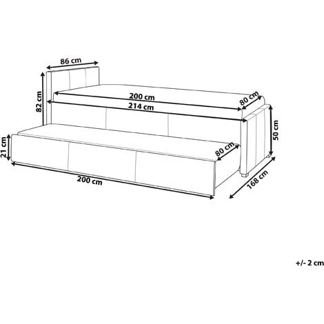 Modern Fabric EU Small Single Trundle Bed Frame 2ft6 Navy Blue Slatted Marmande - Image 3