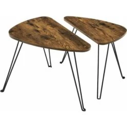 VASAGLE Set Of 2 Side Tables, Nesting Tables, End Tables, For Living Room, Dining Room, Bedroom, Industrial Style, Rustic Brown And Black By SONGMICS LNT012B01