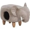 Kids Animal Stool Elephant Leather-Like With Storage Wooden Legs Grey Jumbo
