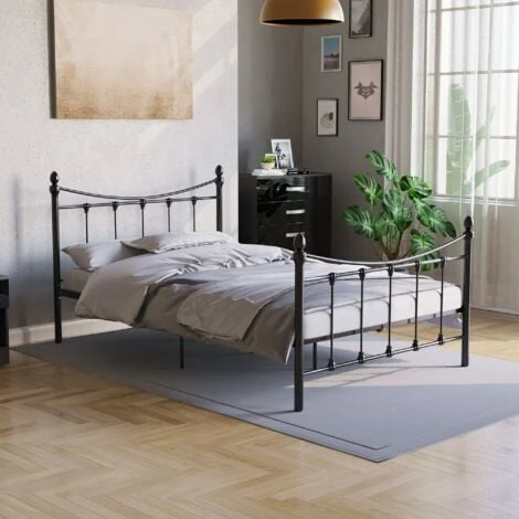 Paris Double Metal Bed Frame, Black, 4ft Small, 190 X 120 Cm