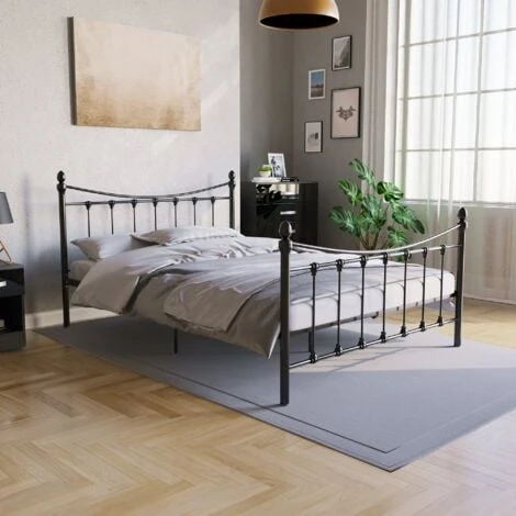 Paris Metal Bed Frame, Black, 4ft6 Double, 190 X 135 Cm