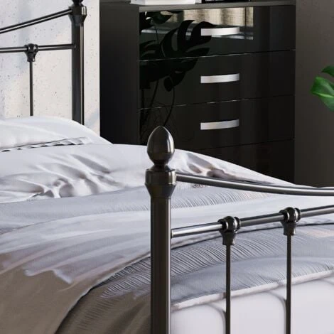 Paris Metal Bed Frame, Black, 4ft6 Double, 190 X 135 Cm - Image 4