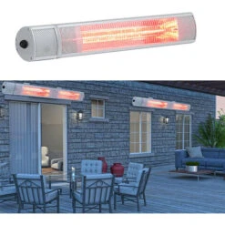 Livingandhome Winter Wall Mounted Electric Patio Heater With Remote Control, 63CM