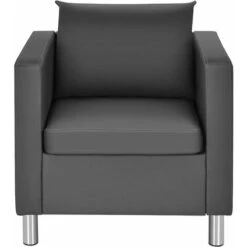 COSTWAY Sofa Single Chair,60D X 70W X 62H,PU Leather Leisure Accent Loveseat Couch With Pillow And Armrest, Upholstered Padded Guest Sofa