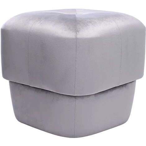 Livingandhome Square Velvet Buttoned Thick Padded Footstool,Light Grey - Image 3