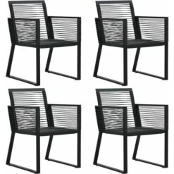 Garden Chairs 4 Pcs Rope Rattan Black VidaXL