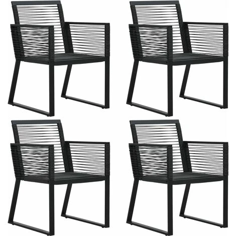 Garden Chairs 4 Pcs Rope Rattan Black VidaXL