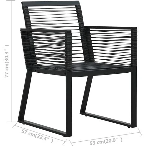 Garden Chairs 4 Pcs Rope Rattan Black VidaXL - Image 3