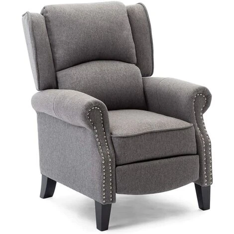 More4Homes CHARLOTTE MODERN FABRIC PUSHBACK RECLINER ARMCHAIR SOFA ACCENT CHAIR RECLINING (Grey)