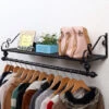Livingandhome Metal Clothes Rail Wall Mounted Garment Hanging Display Storage Rack And Shelf