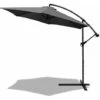 VOUNOT 3m Cantilever Garden Parasol, Banana Patio Umbrella With Crank Handle And Tilt, Grey