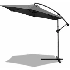 VOUNOT 3m Cantilever Garden Parasol, Banana Patio Umbrella With Crank Handle And Tilt, Grey