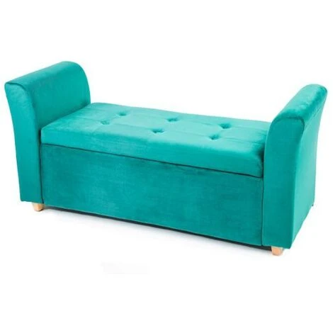 Emma Velvet Ottoman Padded Storage Bench - Emerald