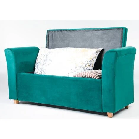 Emma Velvet Ottoman Padded Storage Bench - Emerald - Image 2