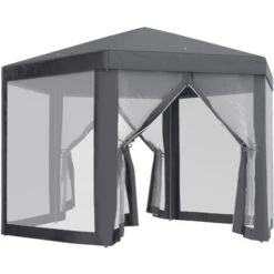 Outsunny Garden Hexagonal Gazebo Patio Outdoor Canopy Patio Party Tent Grey