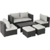 Outsunny 8pc Outdoor Patio Furniture Set Weather Wicker Rattan Sofa Chair Black