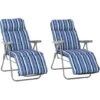 Outsunny Set Of 2 Adjustable Sun Lounger Recliner Reclining Seat Blue & White