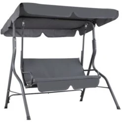 Casaria 2 Seater Garden Swing Bench 140cm With Canopy Outdoor Patio Furniture Anthracite