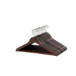Oypla Pack Of 20 Dark Brown Wooden Clothes Garment Coat Suit Hangers With Trouser Bar