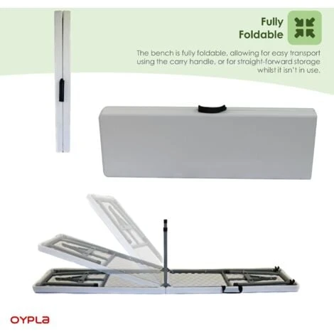 Oypla 6ft 1.8m Folding Heavy Duty Outdoor 4 Person Trestle Bench Chair - Image 4