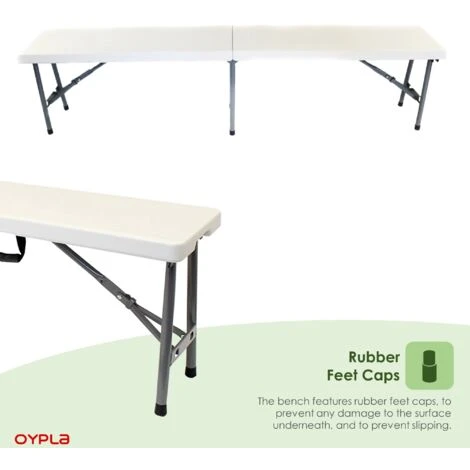 Oypla 6ft 1.8m Folding Heavy Duty Outdoor 4 Person Trestle Bench Chair - Image 5