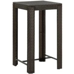 Garden Bar Table Brown 60.5x60.5x110.5 Cm Poly Rattan VidaXL