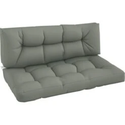 Outsunny 2Pcs Garden Tufted Pallet Cushion Seat Pad, Back Cushion Patio Grey