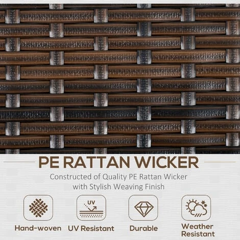 Outsunny 6 PCS Patio PE Rattan Sofa Furniture Set Dining Table Mixed Brown - Image 4