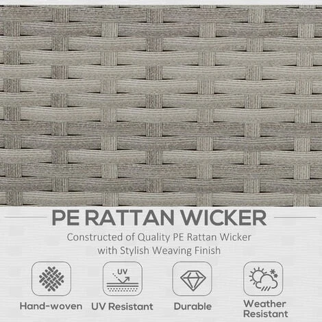 Outsunny 6 PCS Patio PE Rattan Sofa Furniture Set Dining Table Grey - Image 4