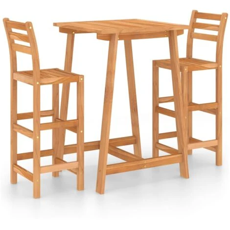 3 Piece Outdoor Bar Set Solid Acacia Wood VidaXL