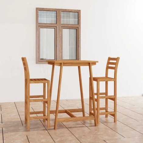 3 Piece Outdoor Bar Set Solid Acacia Wood VidaXL - Image 2