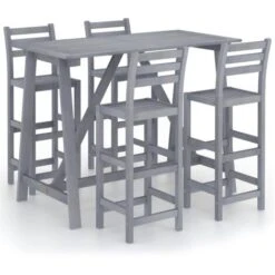 5 Piece Outdoor Bar Set Grey Solid Acacia Wood VidaXL