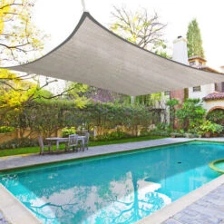 Green Bay Sun Shade Sail Rectangle HDPE Breathable UV Block Sunscreen Awning Canopy With Free Rope 4x5m Grey