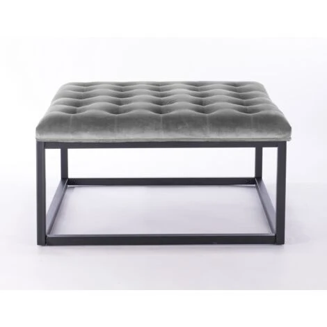 Falun Footstool With Seal Grey Velvet, W87xD87xH46 Cm