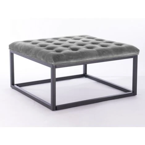 Falun Footstool With Seal Grey Velvet, W87xD87xH46 Cm - Image 3