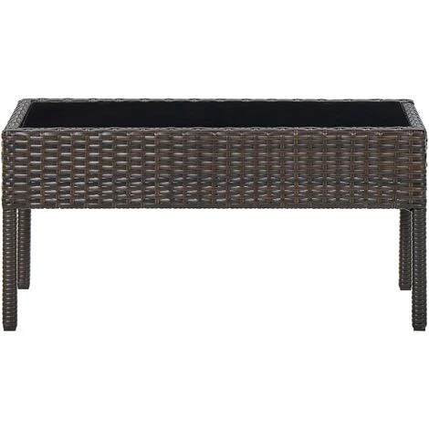 Garden Table Brown 75x40x37 Cm Poly Rattan VidaXL - Image 2