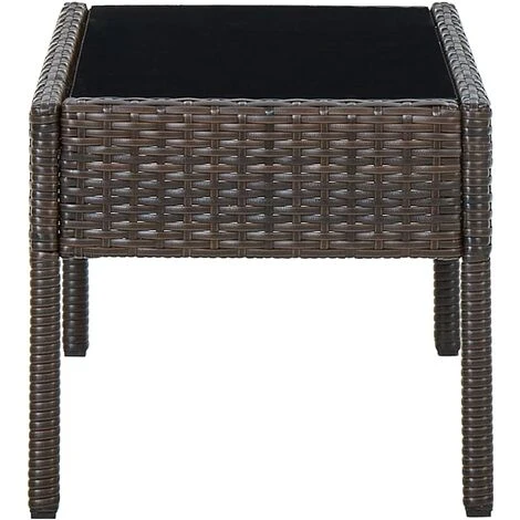Garden Table Brown 75x40x37 Cm Poly Rattan VidaXL - Image 4