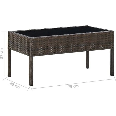 Garden Table Brown 75x40x37 Cm Poly Rattan VidaXL - Image 5