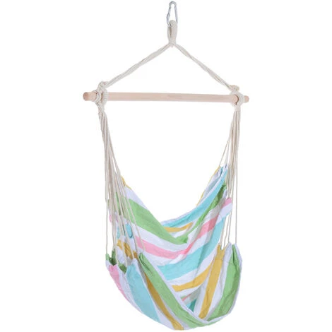 Outsunny Garden Hammock Chair Yard Hanging Rope Cotton Cloth Green